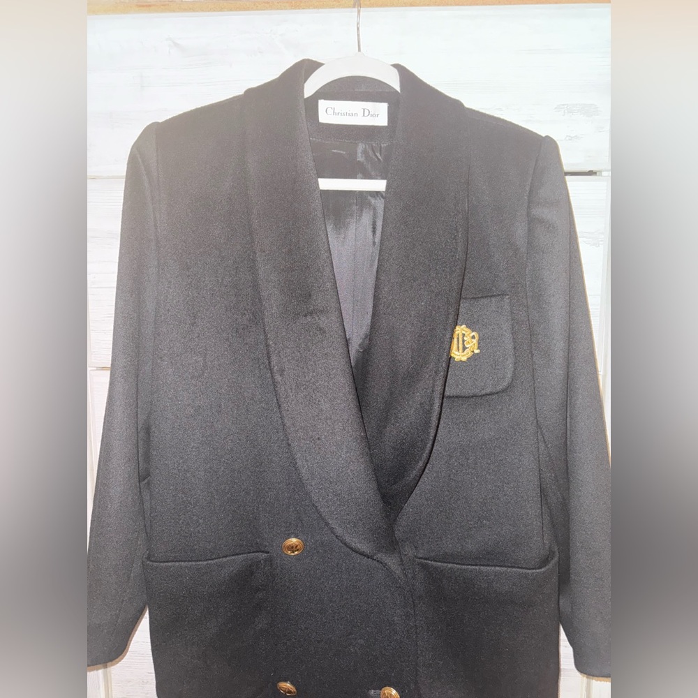 Christian Dior black wool double-breasted coat - Picture 3 of 6